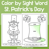 Saint Patrick’s Day Color By Sight Word