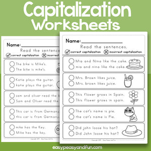 Find The Correct Sentence Capitalization Worksheets