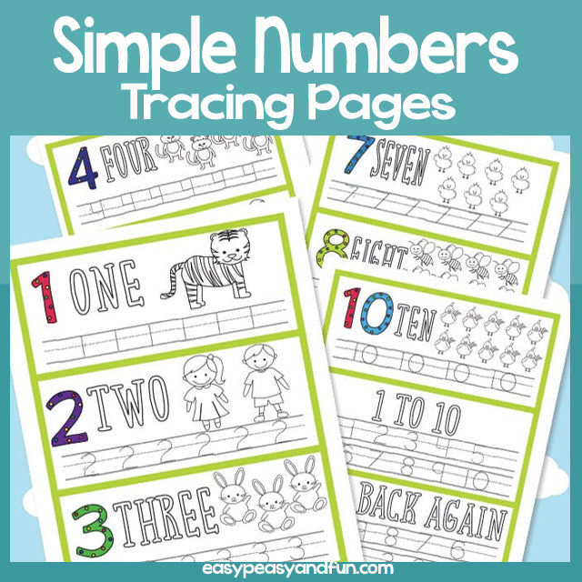 Simple Number Tracing Worksheets – EasyPeasyAndFun
