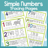 Simple Number Tracing Worksheets