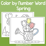 Spring Color By Number Word