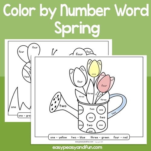 Spring Color By Number Word