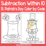 Saint Patrick’s Day Color By Code Subtraction Within 10