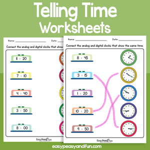 Connect The Clocks Telling Time Worksheets