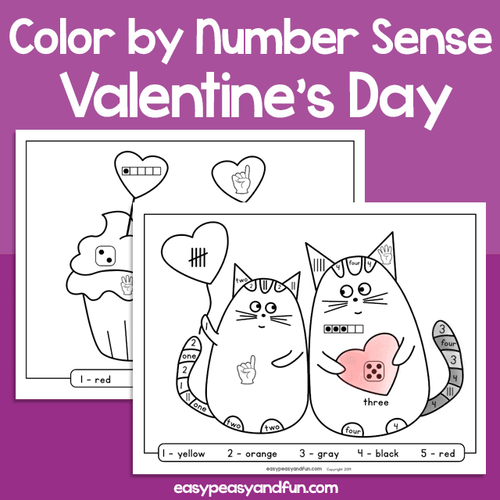 Valentine’s Day Color By Number Sense