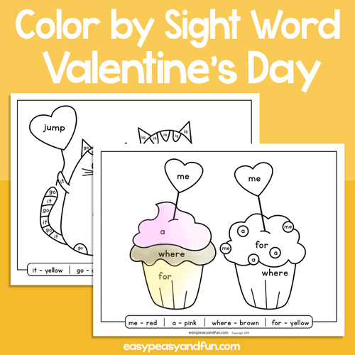 Valentine’s Day Color By Sight Word